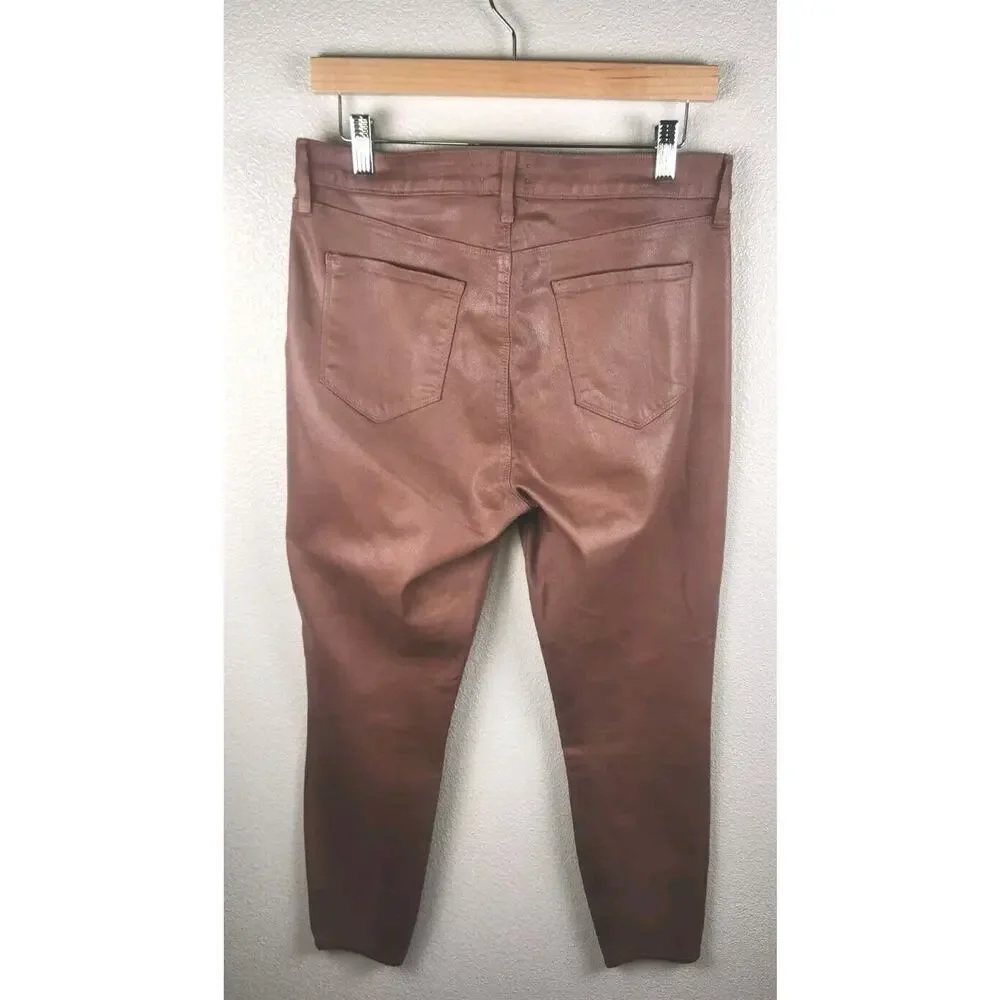 L'Agence Womens High Rise Coated Margot Skinny Jeans Brown Size 32 - Picture 6 of 11